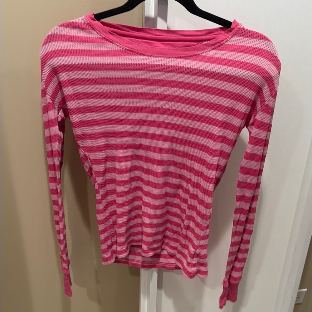 Pink Striped Long Sleeve Top Size S Women's